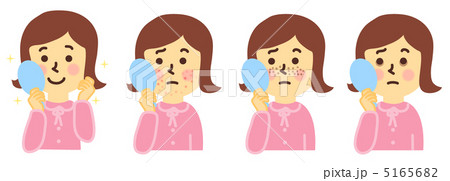 肌荒れした女の子と美肌の女の子のイラスト素材