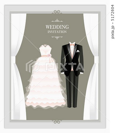 ウエディングカード ウエディング 結婚 招待状 ドレス タキシードのイラスト素材