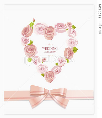 ウエディングカード ウエディング 結婚 招待状 花 ローズ リボンのイラスト素材