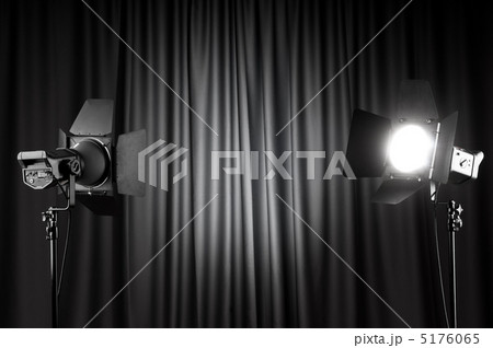 Curtains and projector lights wtih space for your text 5176065