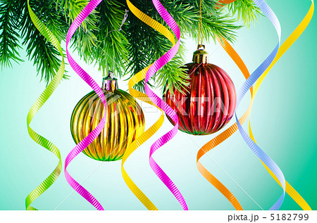 Baubles on christmas tree in celebration concept Baubles on christmas tree in celebration concept 5182799