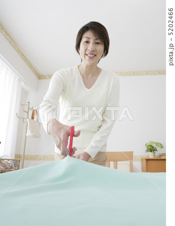 布を裁断する女性 布を裁断する女性 5202466