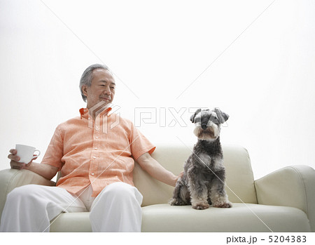男性とミニチュアシュナウザー 5204383