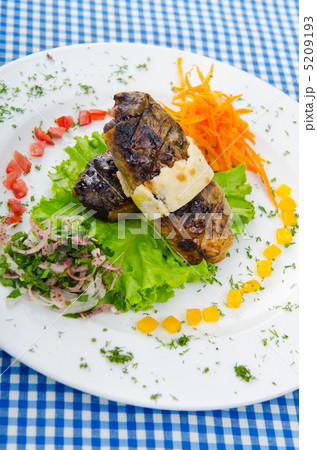 Meat cuisine - kebab served in plate Meat cuisine - kebab served in plate 5209193