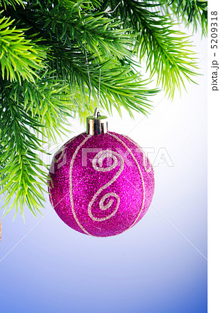 Baubles on christmas tree in celebration concept Baubles on christmas tree in celebration concept 5209318