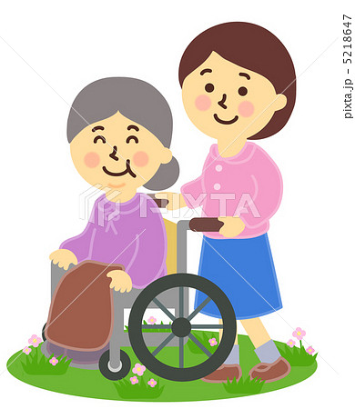 車いすを押す若い女性 5218647