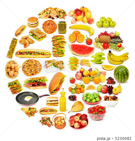 Circle with lots of food items 5230082
