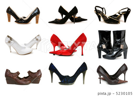 Collection of various shoes isolated on white 5230105