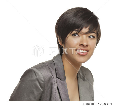 Pretty Mixed Race Young Adult on White 5230314