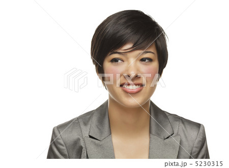 Pretty Mixed Race Young Adult on White 5230315