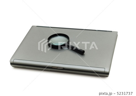 Computing concept - looking for viruses on the laptop Computing concept - looking for viruses on the laptop 5231737