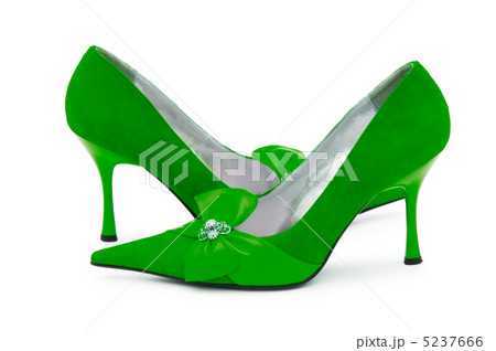 Green Female shoes on white background 5237666