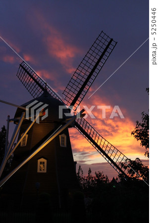 風車と夕焼け 5250446