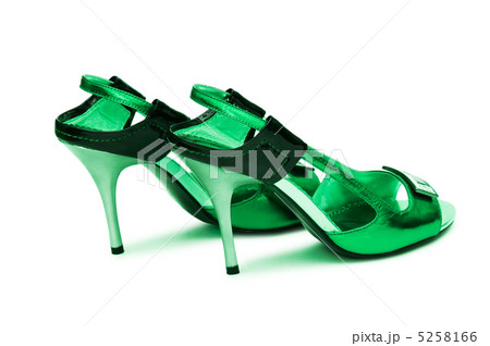 Green Female shoes on white background 5258166