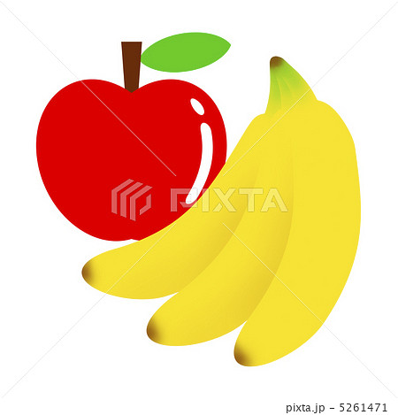 バナナとリンゴのイラスト素材