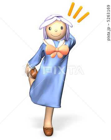 片足立ちのキュートな女子高生を表す3DCGイラスト 5263169