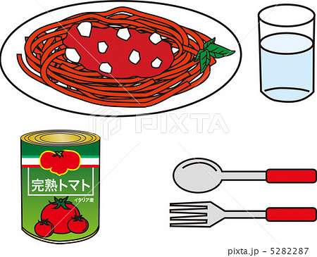 トマトソースパスタのイラスト素材