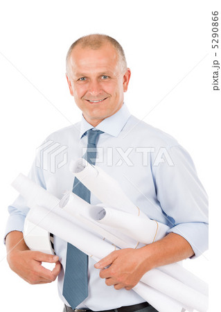 Senior professional architect male with helmet 5290866