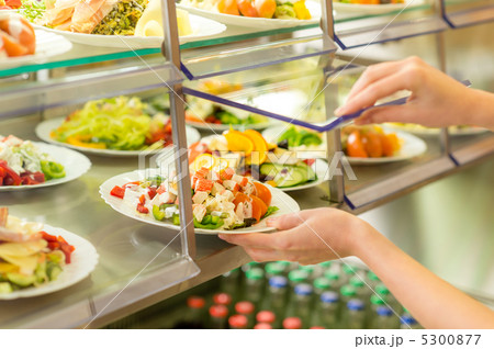 Buffet self service canteen display fresh salad 5300877