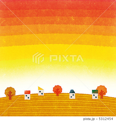 夕焼け空の秋の街のイラスト素材 5312454 Pixta