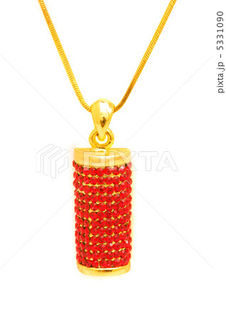 Golden necklace isolated on the white background 5331090