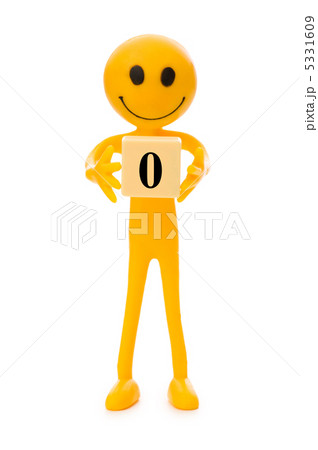 Smiley  holding the number isolated on white 5331609