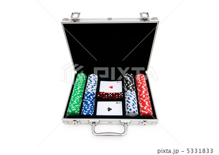 Casino chips and cards in the steel case 5331833