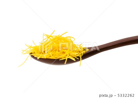 Spaghetti in wooden spoon isolated on white 5332262