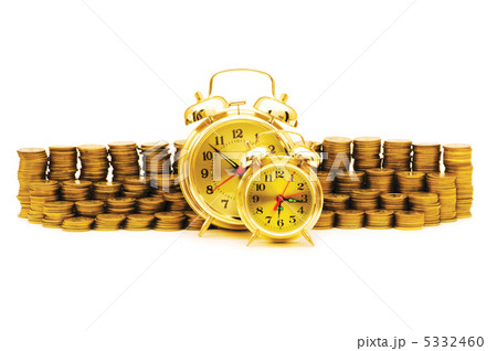 "Time is money" concept with clock and coins 5332460