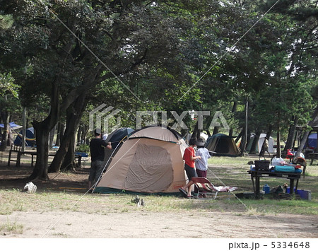 キャンプ場でテントを設営します キャンプ場でテントを設営します 5334648