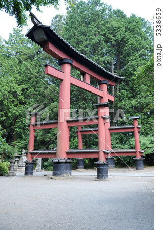 屋根付き木造の鳥居 5338659