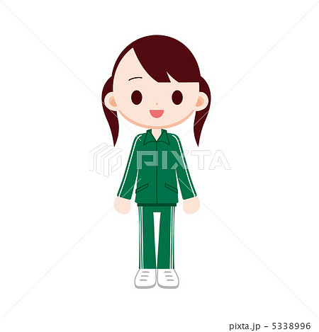 緑色のジャージを着た女の子のイラスト素材