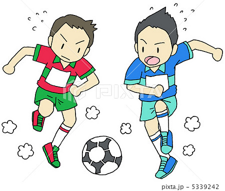 サッカー 試合 男の子のイラスト素材