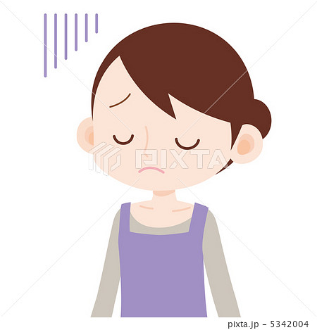 女性上半身 エプロン姿 悲しむのイラスト素材