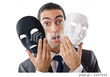 Industrial espionage concept with masked businessman 5347934