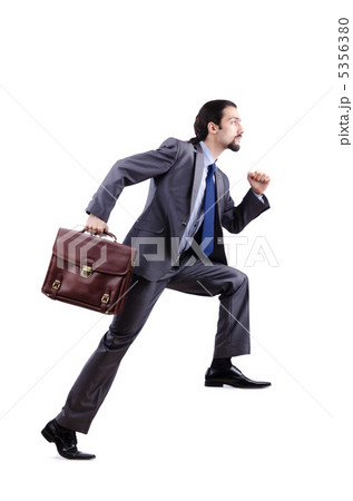 Businessman climbing virtual ladder 5356380