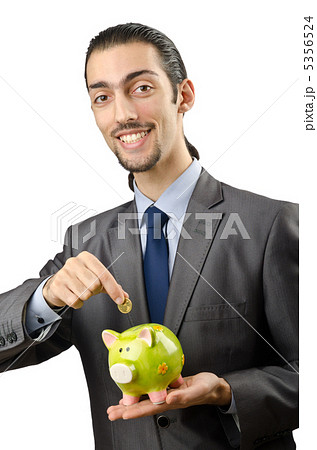 Piggybank and man on white 5356524
