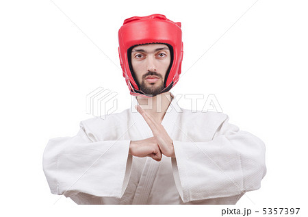 Karate fighter isolated on the white Karate fighter isolated on the white 5357397