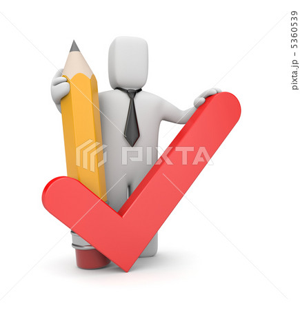 3d person with pencil and check symbol 5360539