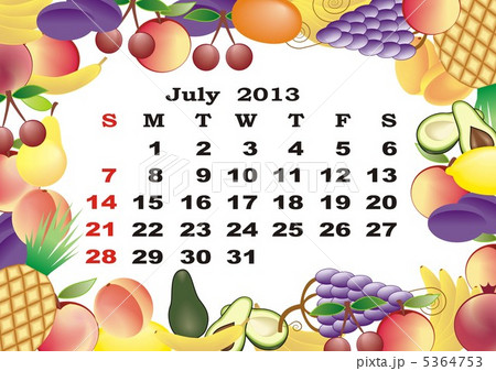 July - monthly calendar 2013 in frame with fruits July - monthly calendar 2013 in frame with fruits 5364753