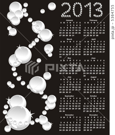vector calendar 2013 with white pearls on black background vector calendar 2013 with white pearls on black background 5364755