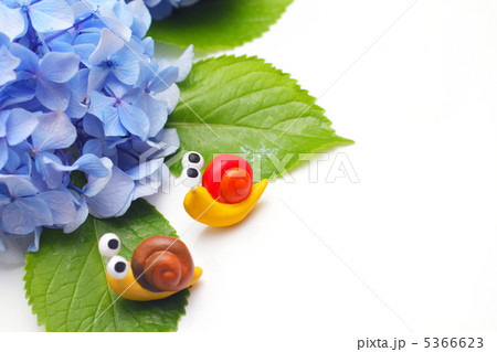 二匹の可愛い手作りカタツムリと紫のアジサイ 二匹の可愛い手作りカタツムリと紫のアジサイ 5366623