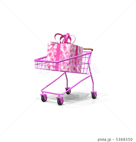 プレゼントを買い物かごに入れるのイラスト素材
