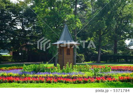 花壇と小さな鐘塔 花壇と小さな鐘塔 5371784