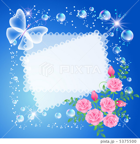 Background with frame, roses and butterfly 5375500
