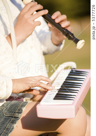 ピアニカとリコーダーで合奏する小学生 5377726