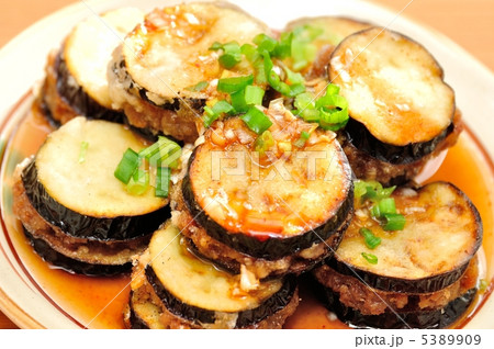 茄子の挽き肉挟みネギソース(アップ) 5389909