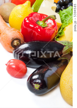 Fresh vegetables and fruits on white 5394585