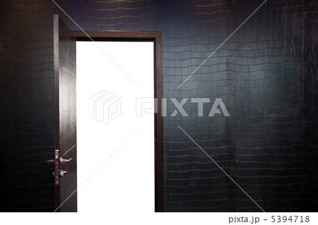 Open the door. Wall, black leatherette wallpaper. 5394718