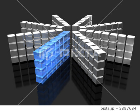 放射状に集まったブロックを表す3DCGイラスト 5397634